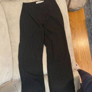 High waist, wide leg pinstriped trousers